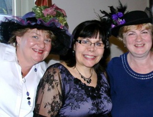 Carrie with her friends Deb and Gina at the tea party.